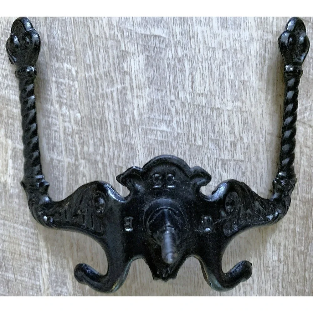 Vtg Antique Sand Cast Double Hat & Coat Hook, 5